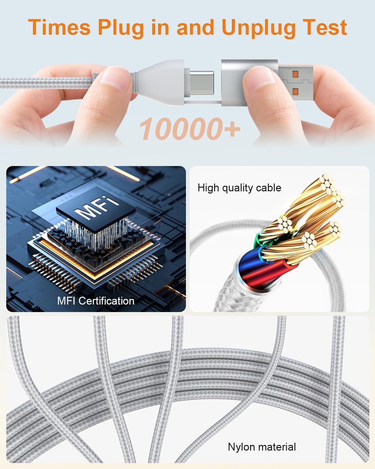 Multi Chargers for Samsung Galaxy Watch - 100W 4 in 1 USB A+C Travel Multi Galaxy Watch 7 Charger Cord, 3M/10FT Retractable USB C Fast Charging Cable for Galaxy S23/22/Android/iPhone 16 15 14 13 - Image 7