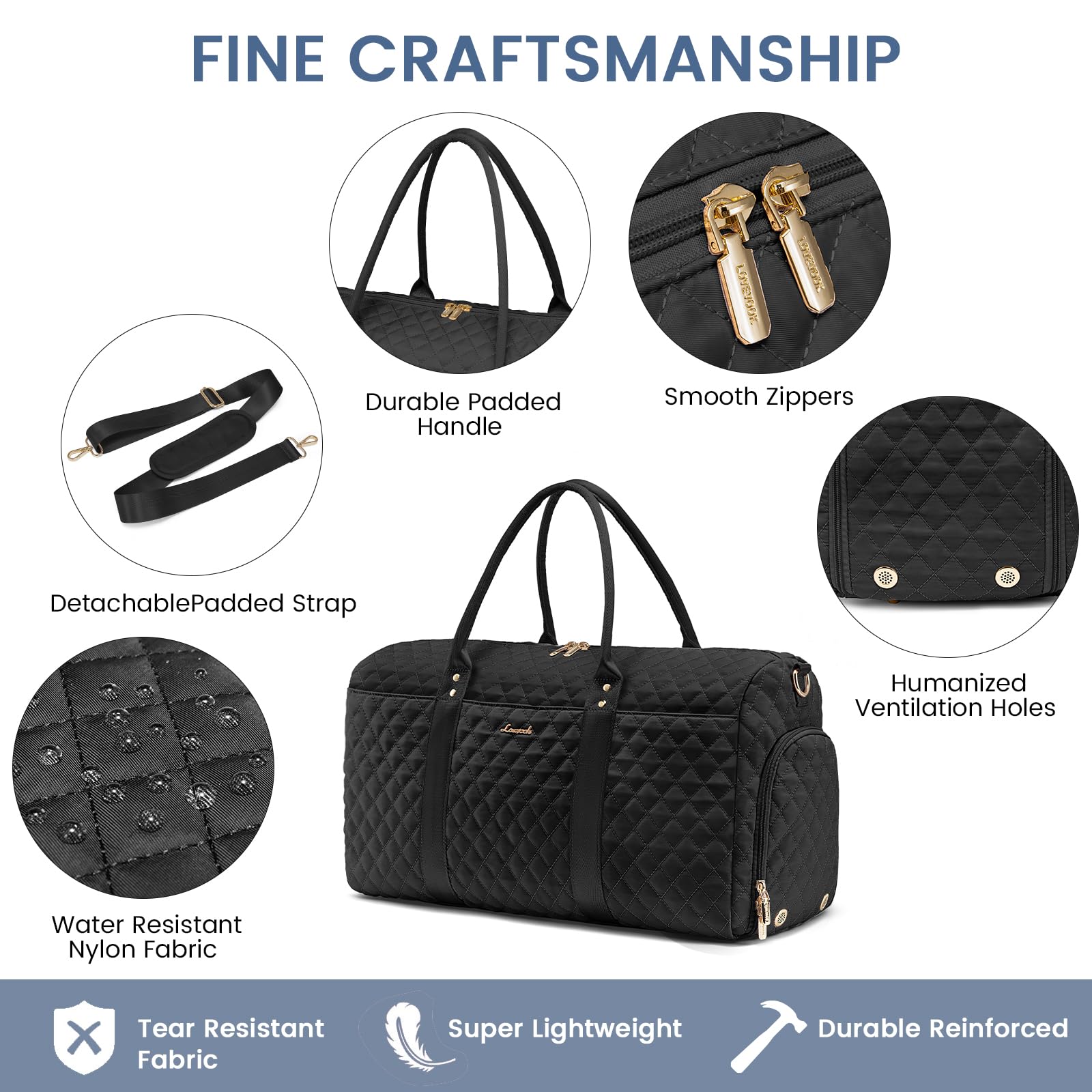 Bolsa de viaje con compartimento para zapatos, bolsas de fin de semana para mujeres con bolsa de aseo personal, bolsa de lona para gimnasio con bolsillo húmedo, bolsas de hospital para 4