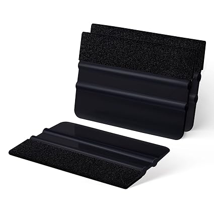 FOSHIO 4 Inch Felt Squeegee for Car Window Tint, Vinyl Installing Application Tool Car Wrap Paste Vinyl Squeegee Wrapping Medium Hardness Tools Hand Application Squeegee - Black, 3 Pack