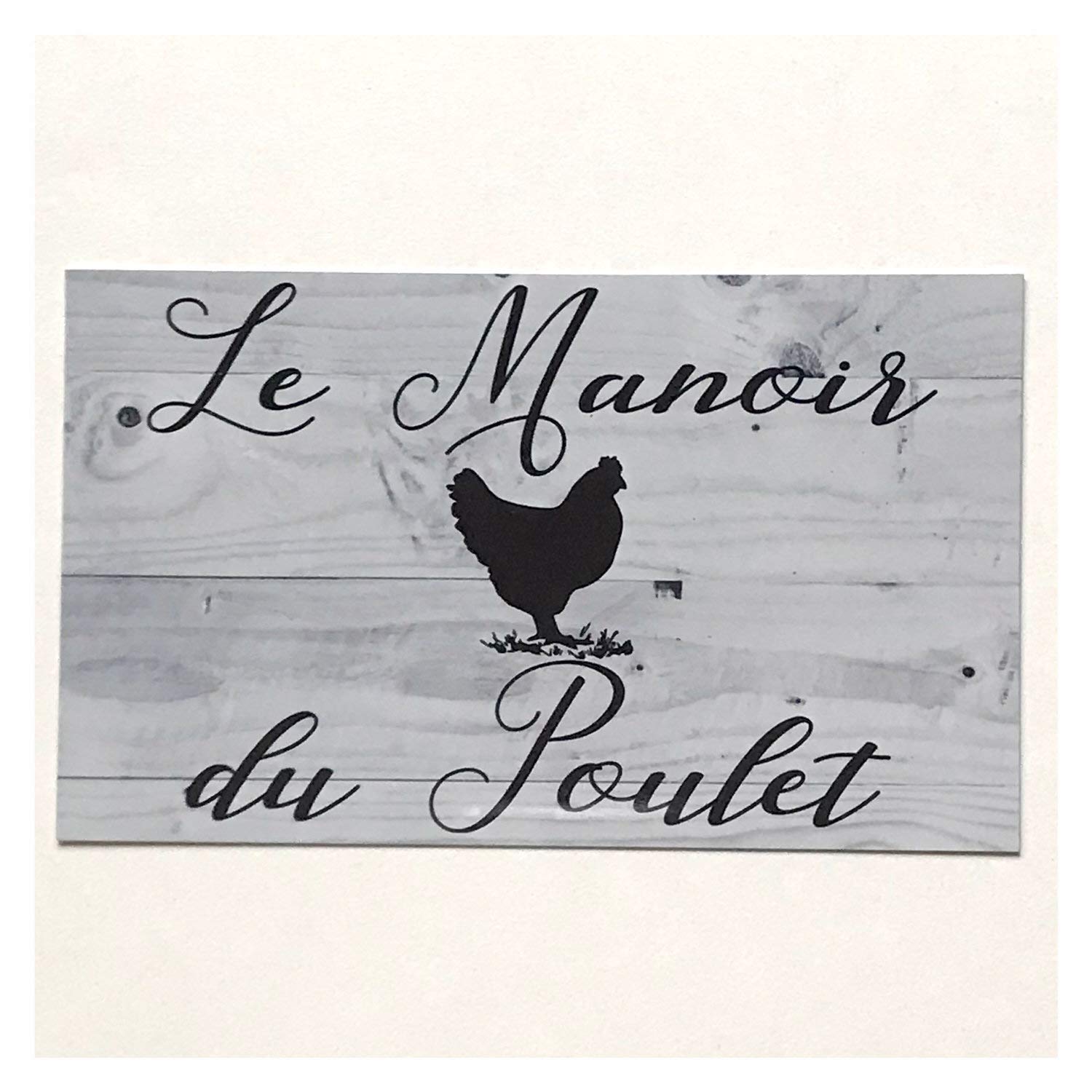 Bioprocess Le Manoir Due Poulet French Chicken Rooster Hen Coop House Sign Wall Plaque Or Hanging Rustic Timber Look Farm Country Metal Sign 8X12 Inches