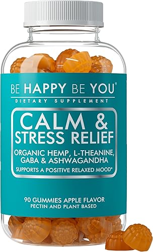 Gomitas calmantes y para aliviar el estrés, con aceite de semilla de cáñamo orgánico, L-teanina, GABA y Ashwagandha, apoyo positivo para el estado