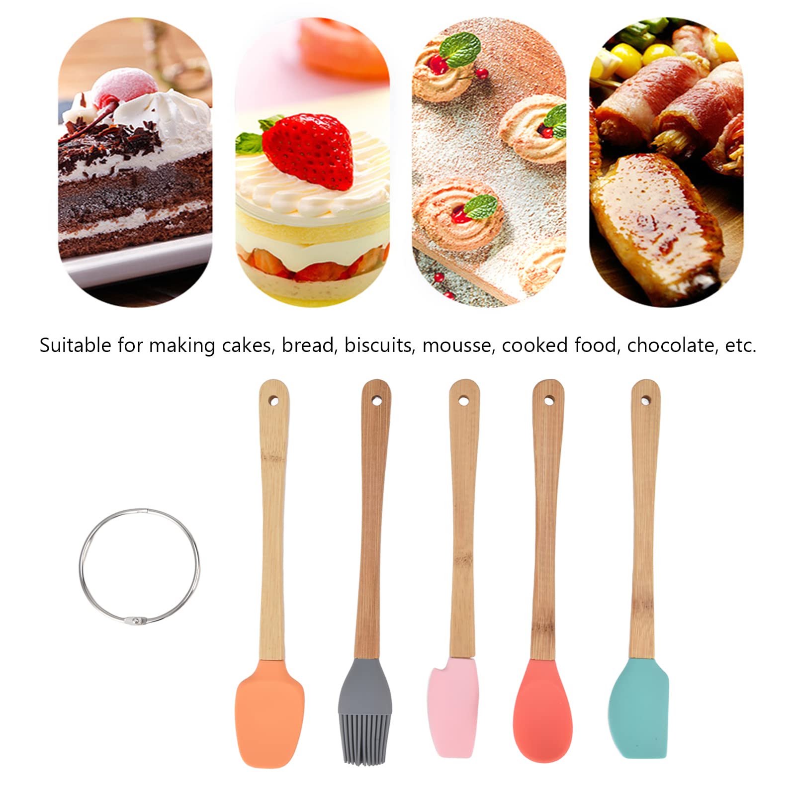 Schaber-Spachtel-Set, Wärme-Küchen-Backwerkzeug-Set, lebensmittelechtes Silikon, Backspatel, Schneider, Löffel, Spatel, Küchenschaber, 5er-Set
