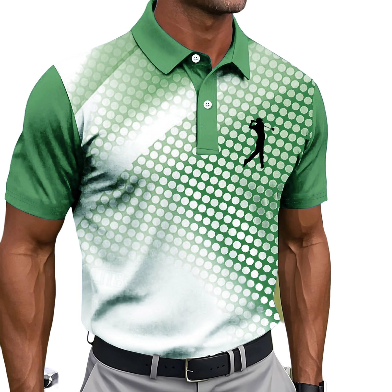 Men's Golf Polo Shirt T-Shirt Gradient Plaid Party Casual Short Sleeve Shirts Quick Dry Moisture Wicking Athletic Shirt — view 29