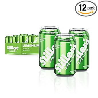 Stiller’s Lemon Lime Soda, 12 Pack Cans of Low Sugar Sparkling Soda Natural Lemon Lime Drink with Vitamins, Stevia Soda, Caffeine-Free, Healthy Alternative to Diet Soda