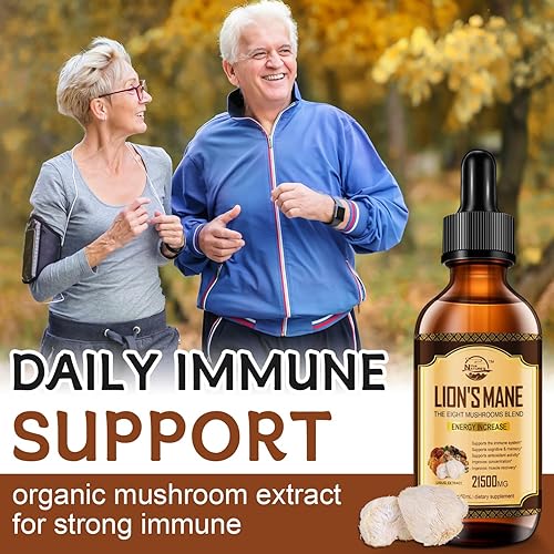 Miniatura 4 de Suplemento de melena de león, gotas de extracto líquido de hongos, complejo de 8 hongos para apoyo cognitivo y refuerzo de inmunidad, suministro de