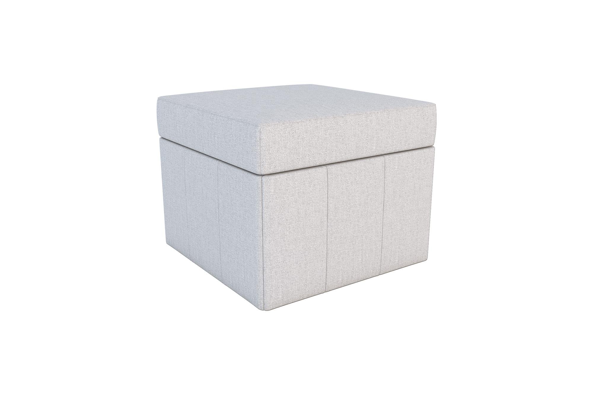 Novogratz Brittany Square Storage Ottoman - Premium Linen Upholstery & Lightweight - Gray