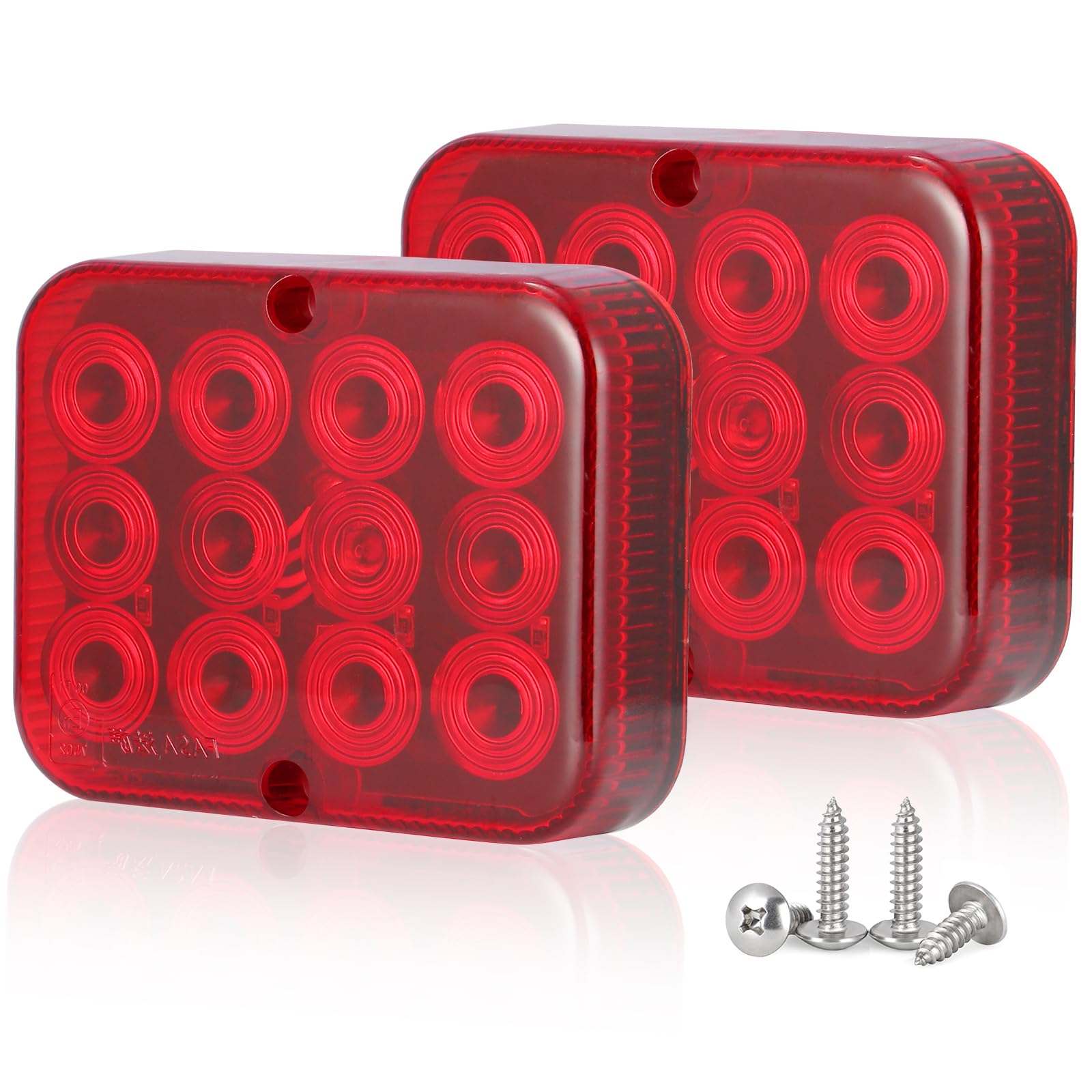 SPARKMOTO 2 x Trailer LED Fog Lights, Submersible Red Trailer Fog Light LED