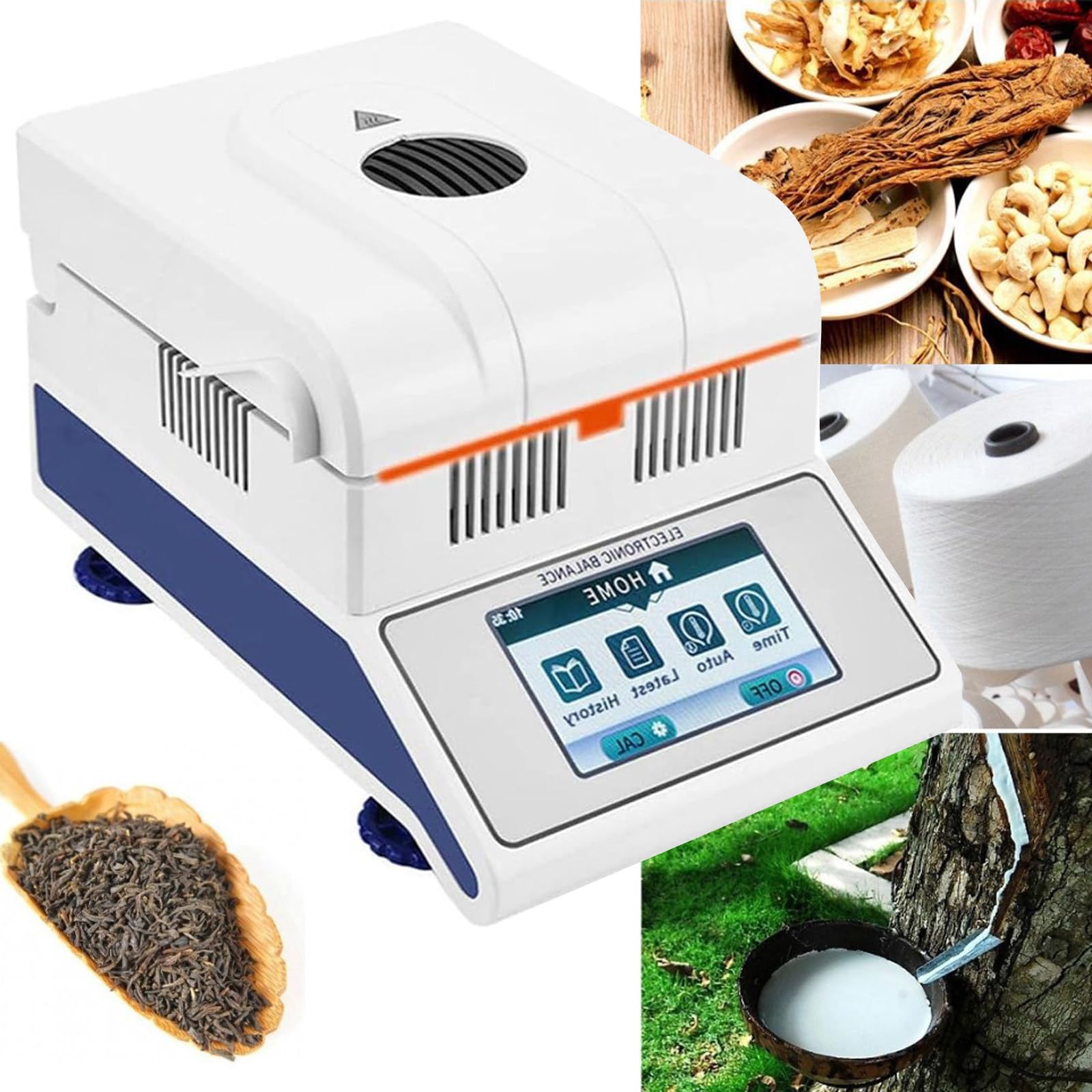 Analizador de Humedad,Analizador de Humedad Halógeno, Analizador de Humedad de Laboratorio de Precisión, Balanzas de Humedad con Pantalla Táctil, Diseño Compacto,100g/0.001g