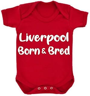 All About The Print Baby,Clothing,Baby Boys 0-24m,Bodysuits & One-Pieces,Bodysuits Liverpool Born and Bred Football Premium Baby Vest Grow Romper Girl boy Gift Present Shower Newborn