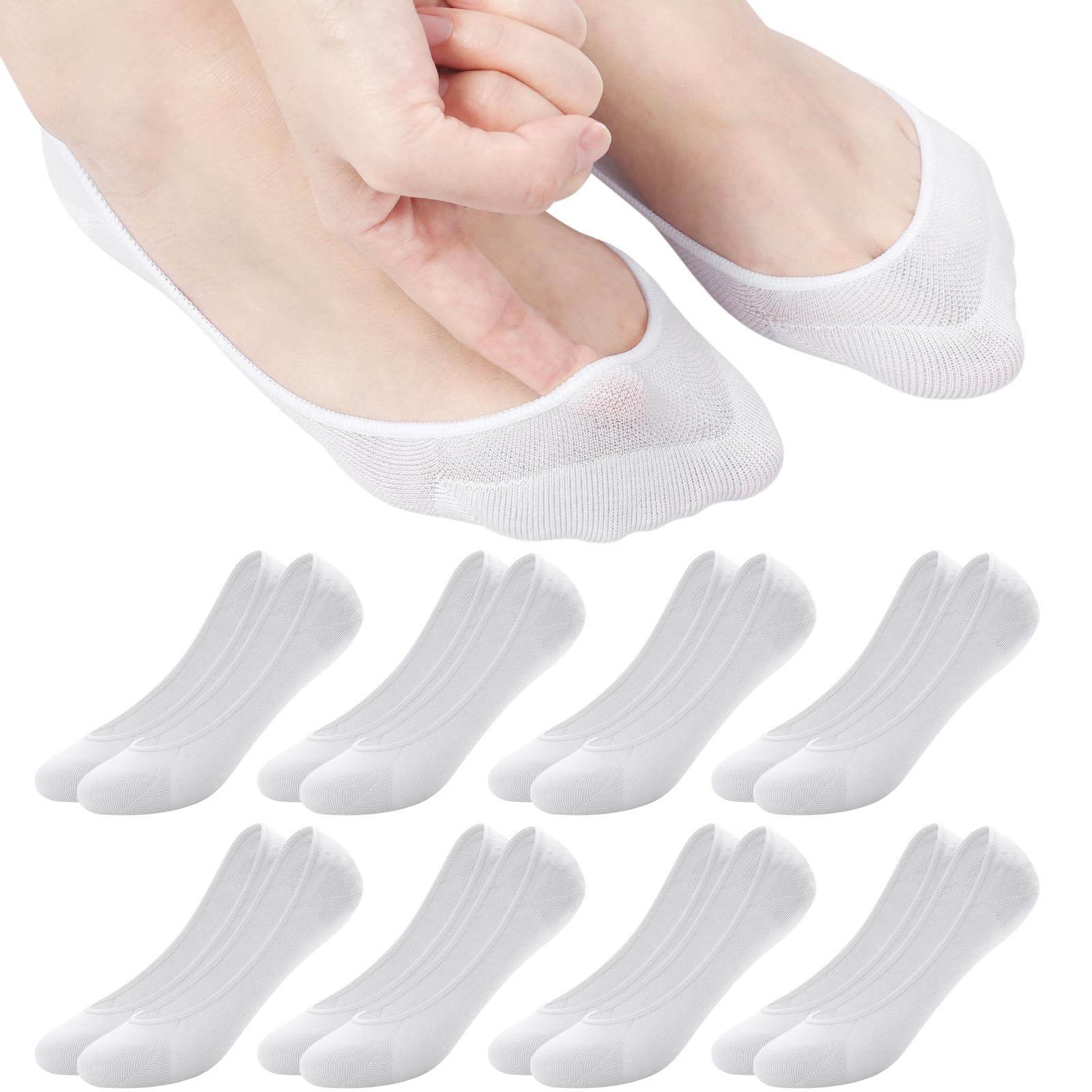 ILovDaisy 8 Paar Füßlinge Ballerina Socken Damen Atmungsaktiv Füsslinge, Unsichtbare Sneaker Socken No Show Rutschfeste Socken mit Siliconpad Kurze Socken Halbsocken 36-40/39-42