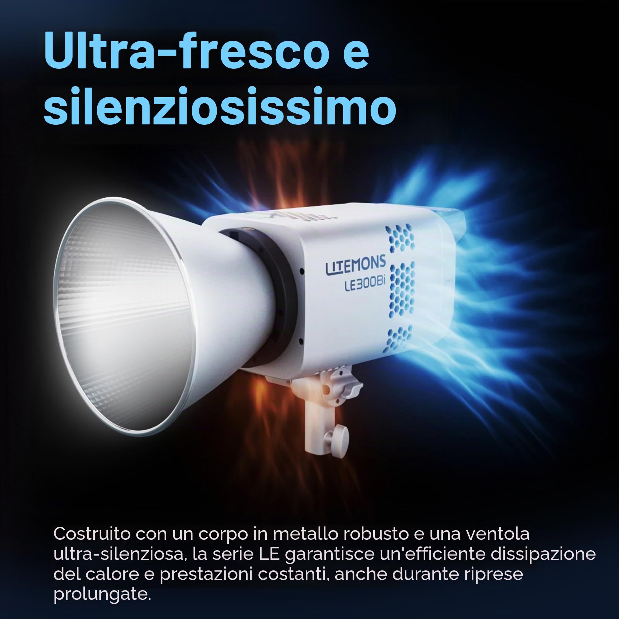 GODOX LITEMONS LE300Bi - Luce video a LED, 320 W, Bi-Color 2800 K-6500 K, Bowens Mount 58900lux @5600 K, 1 m, supporta il controllo APP, NFC, DMX CRMX (nero)