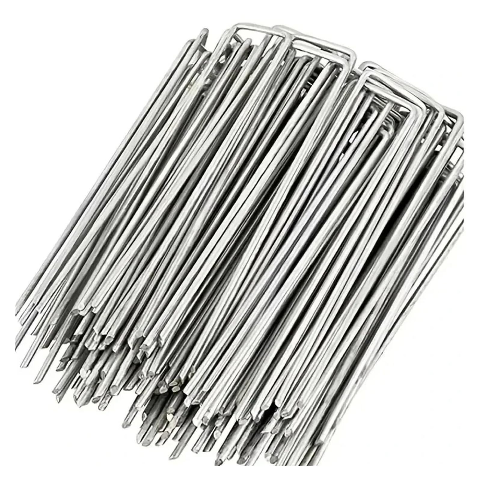 HNULGVI U-shaped garden nails Garden Stakes Galvanized Landscape Staples U-Type Turf(50PCS_15X4CM)