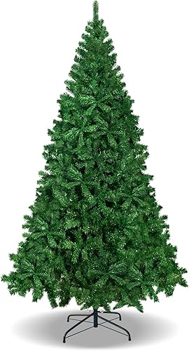 YardGrow Árbol de Navidad artificial de abeto verde realista de 75 pies árbol de Navidad completo sin luz con soporte de metal