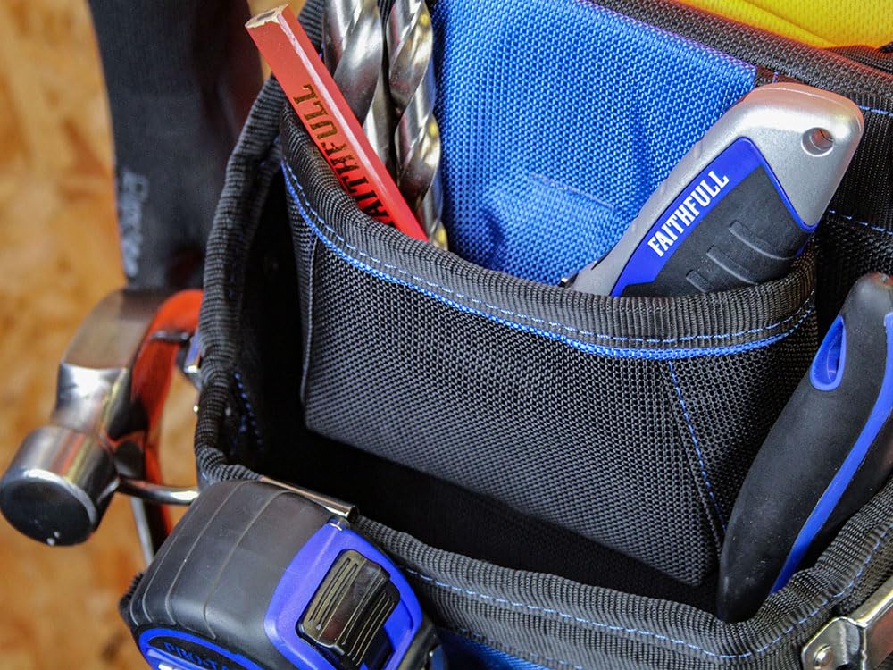 Faithfull Fasteners Pouch 2100d Nylon Multi Colour 250 x 310mm, Blue / Black - Image 4