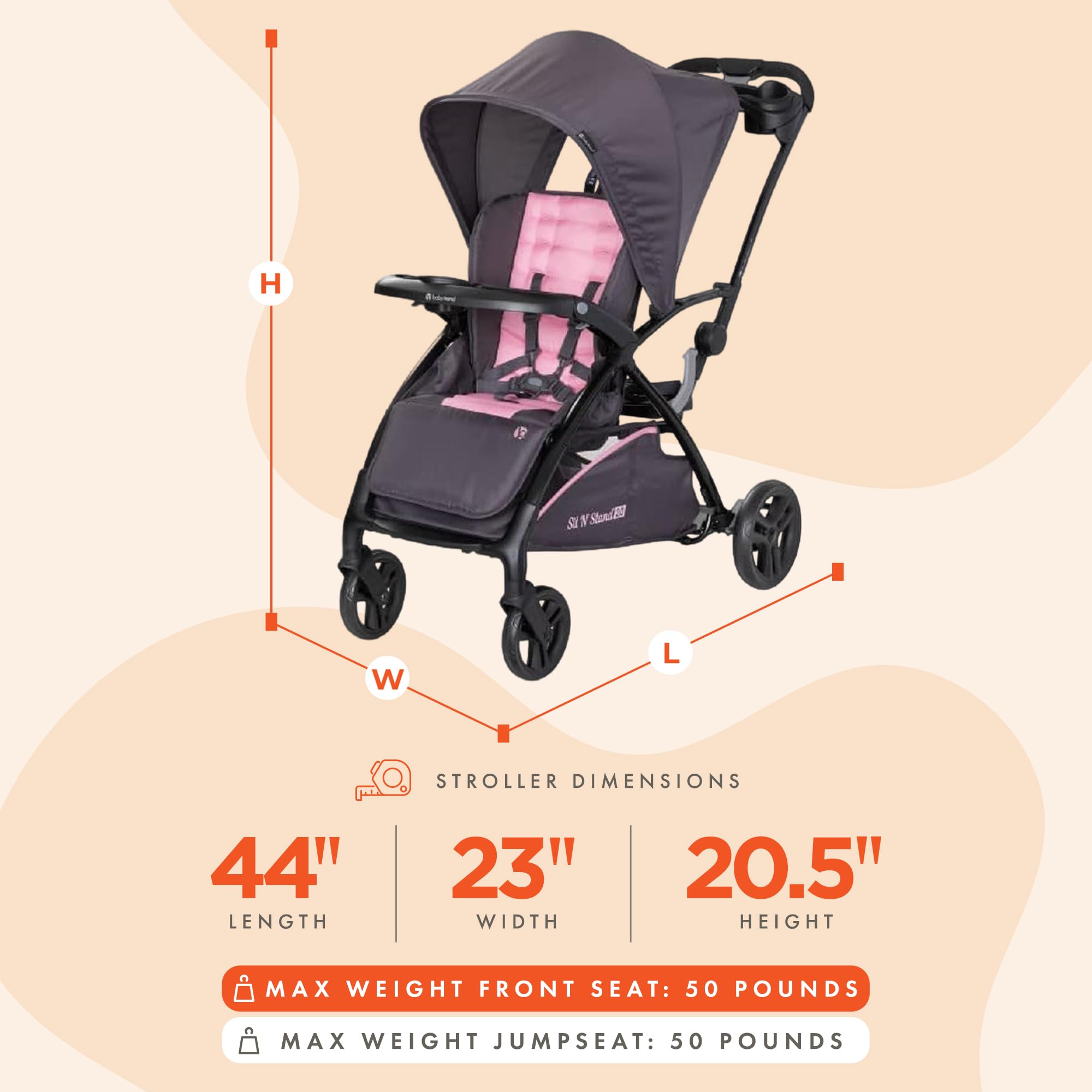 Amazon.com : Baby Trend Sit N' Stand 2.0 Stroller, Simply Pink : Baby