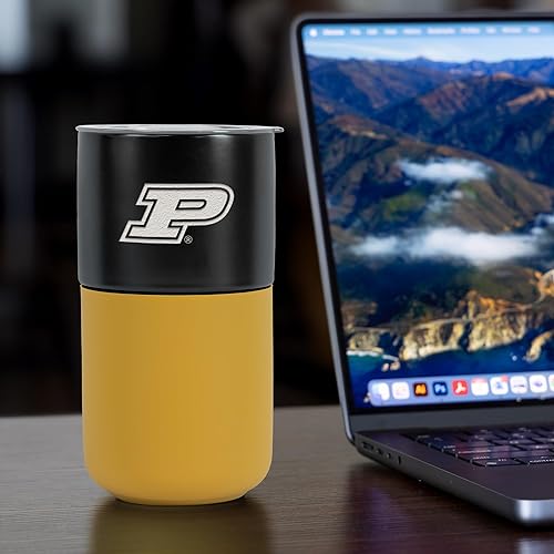 Miniatura 66 de Rico Industries NCAA Miami of Ohio Redhawks - Vaso de cerámica de 16 onzas con agarre de silicona, grabado láser profundo, diseño de color negro