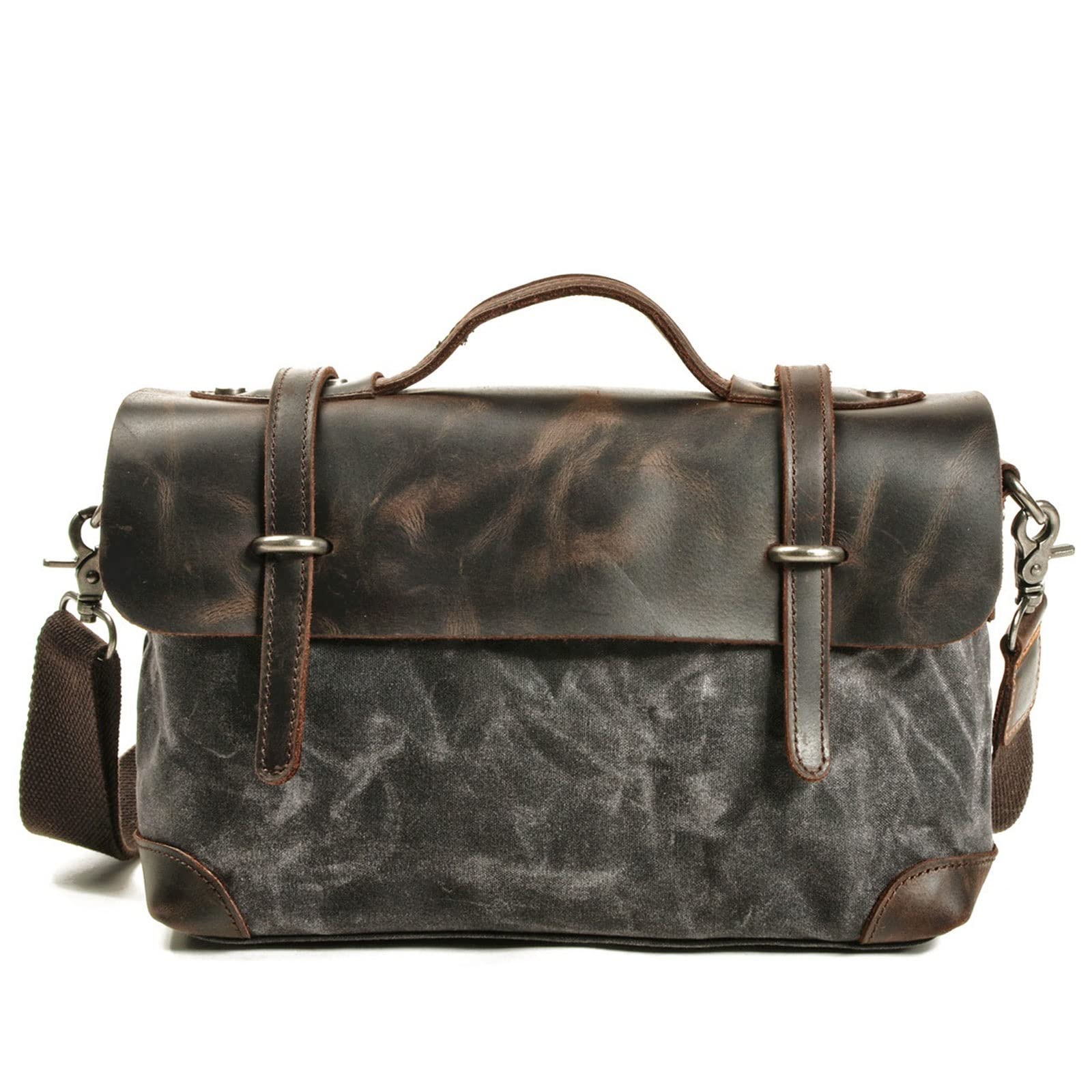 Small Crossbody Bag Bag Horizontal Shoulder Slung Portable Leisure Locomotive Bag Business Briefcase Canvas Leather-image-8