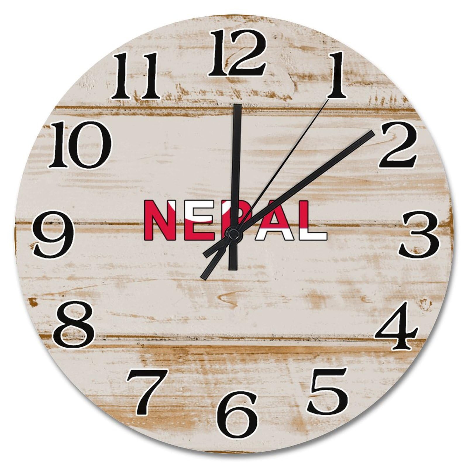 Horloge murale drapeau Népal ronde 30,5 cm décor rustique