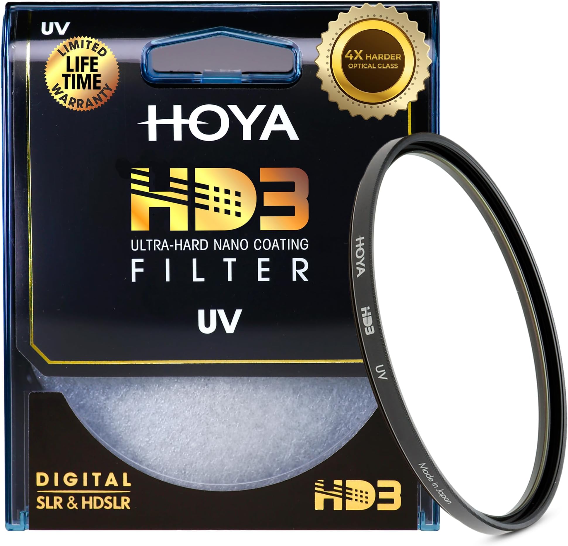 HD3 55mm UV Protector Filter - Re-Certified for 100MP+ Cameras with Ultra-Hard Nano Coating UV Filter - Stain Resistant, Smudge and Waterproof UV Lens Filter with Aluminum Frame