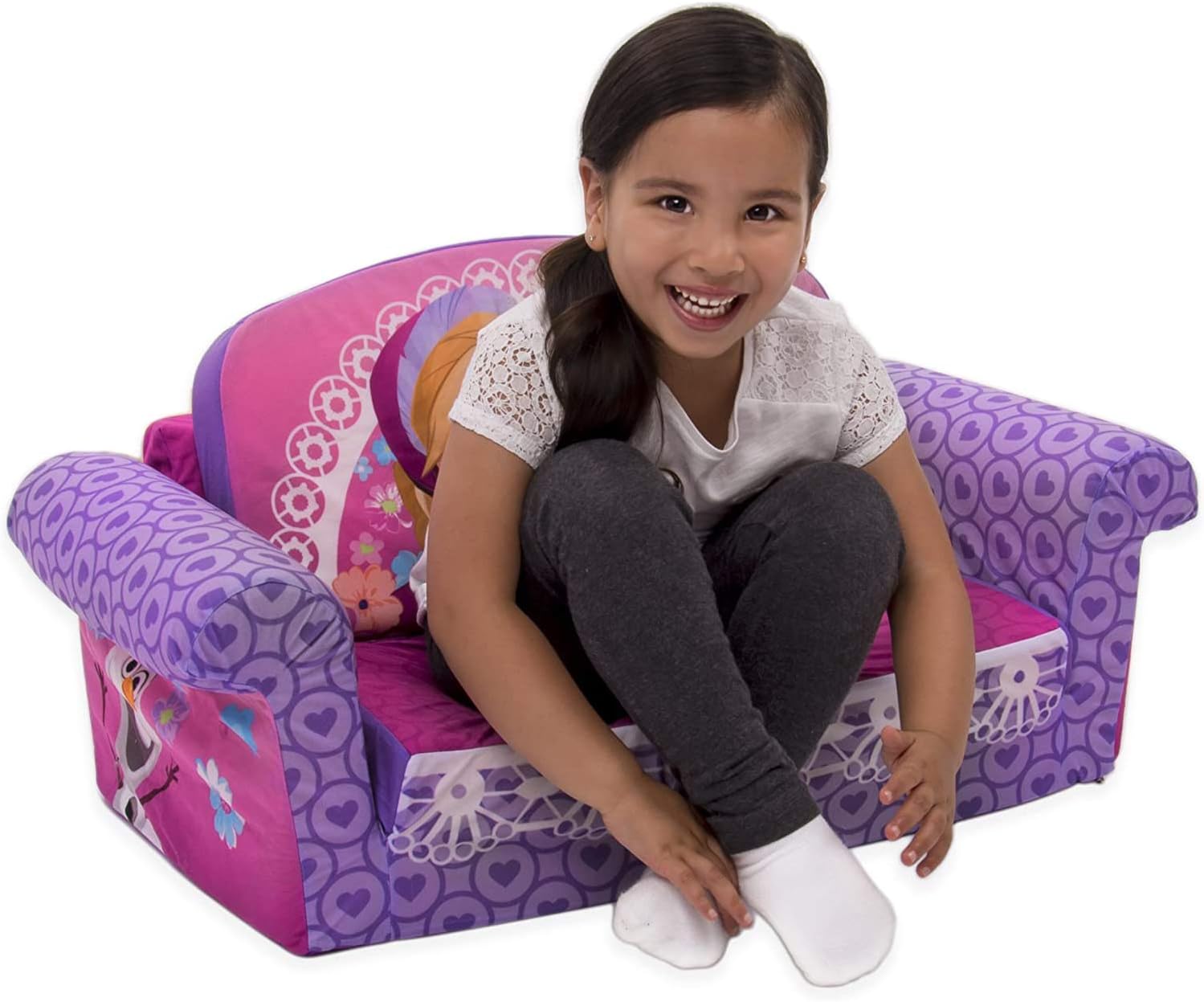 Get Special Price Marshmallow Furniture 2-in-1 Flip Open Couch Bed Sleeper Sofa Kid's Furniture for Ages 2 Years Old and Up, Disney Frozen