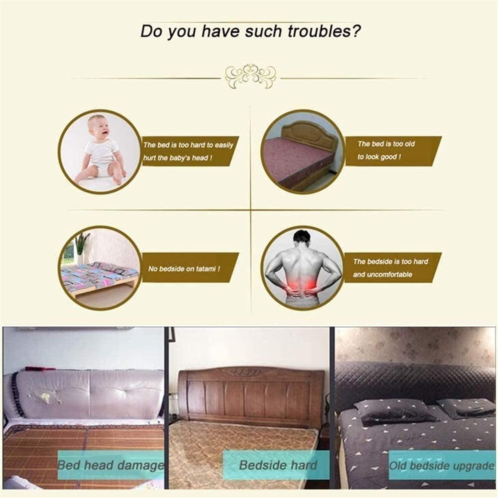 Copertura per Testiera, Copritestiera Letto Copertura/Copri Testata Letto Matrimoniale/Singol Imbottito Fodera Elastica Protezione per Letto Copri Testata Letto (180cm/70.9in,Avorio)