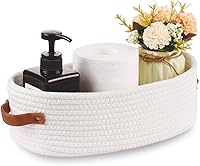 Vista 11 de Cesta pequeña tejida de cuerda de algodón para papel higiénico, cestas para organizar, cesta decorativa para decoración boho, pequeña cesta de Blanco