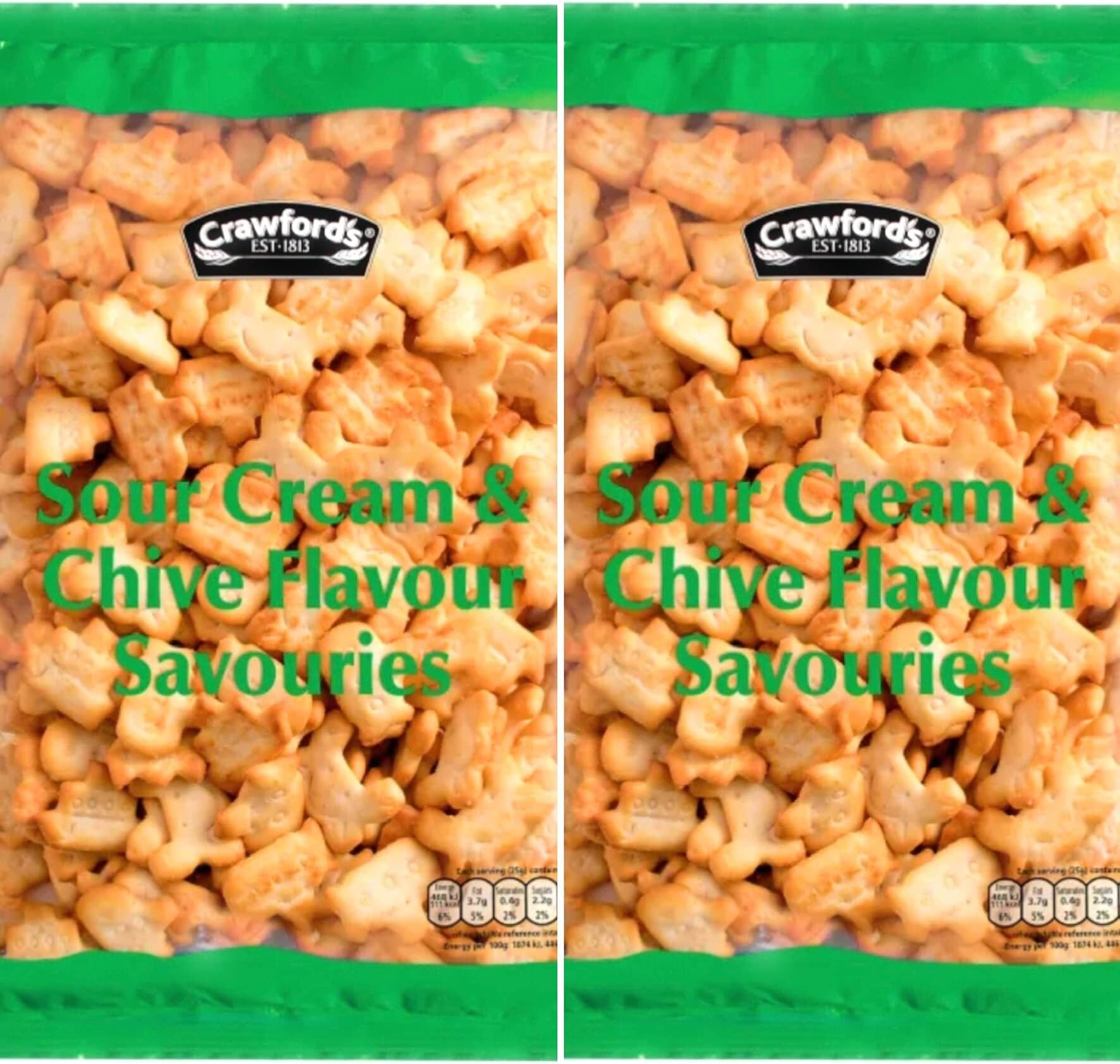 Crawfords Sour Cream & Chive Savouries Snack 2x 250g Bag