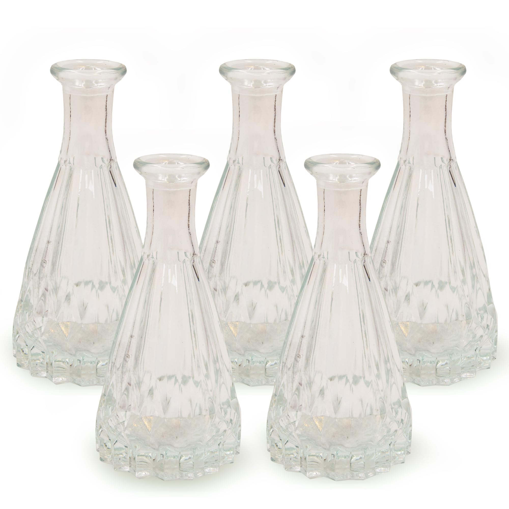 Lot de 5 petits vases en verre transparent pour fleurs séchées