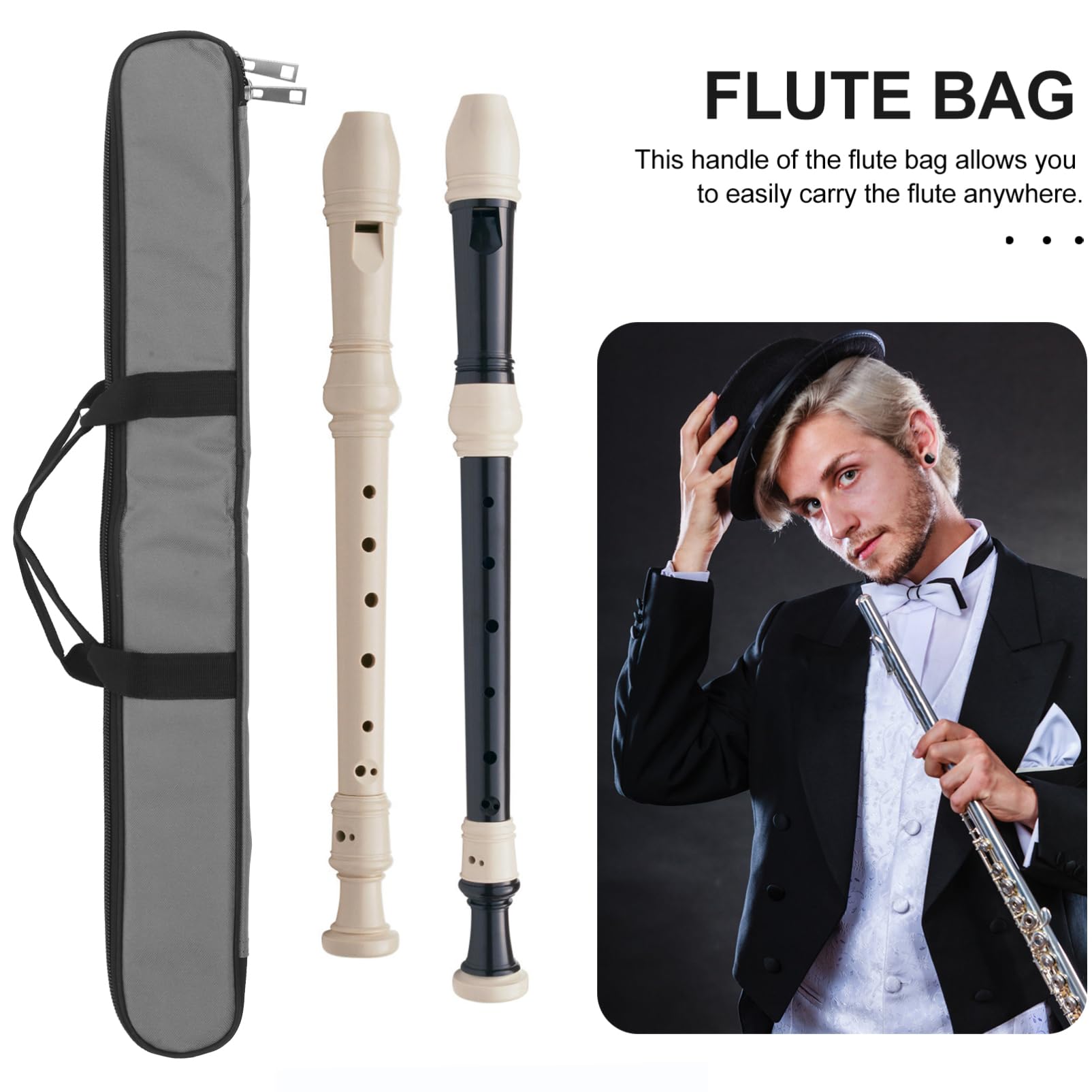 Bolsa De Flauta De Bambú Portátil Llevar Bolsa De Transporte Flauta Portador Bolsa De Instrumentos Musicales Accesorio Funda De Flauta Funda De Flauta Gris Tela Oxford
