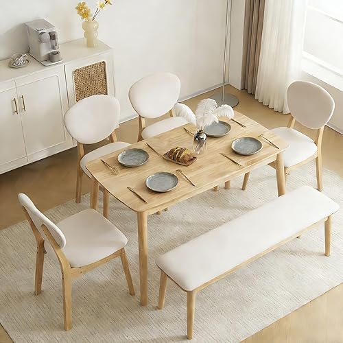 Miniatura 10 de Karl home Mid-Century Modern - Juego de mesa de comedor de madera de 5 piezas para 4, juego de mesa y sillas compacto de mediados de siglo para