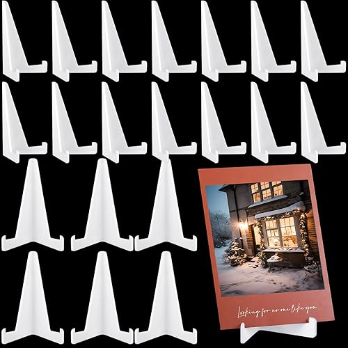 Bucherry 20 soportes triangulares de caballete de acrílico para exhibir, mini marco de fotos, soporte para fotos, tarjetas, bodas, decoración del