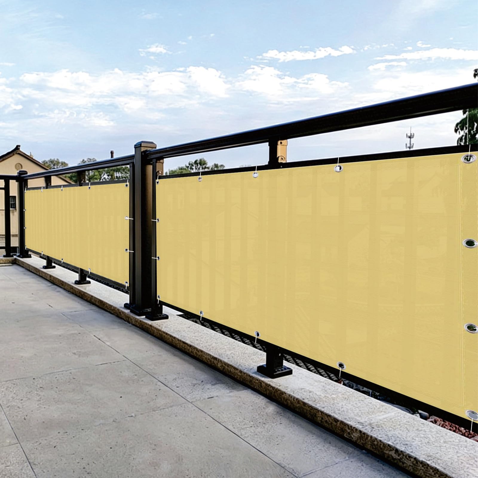 Cache balcon occultant jaune sable pour brise-vue de terrasse