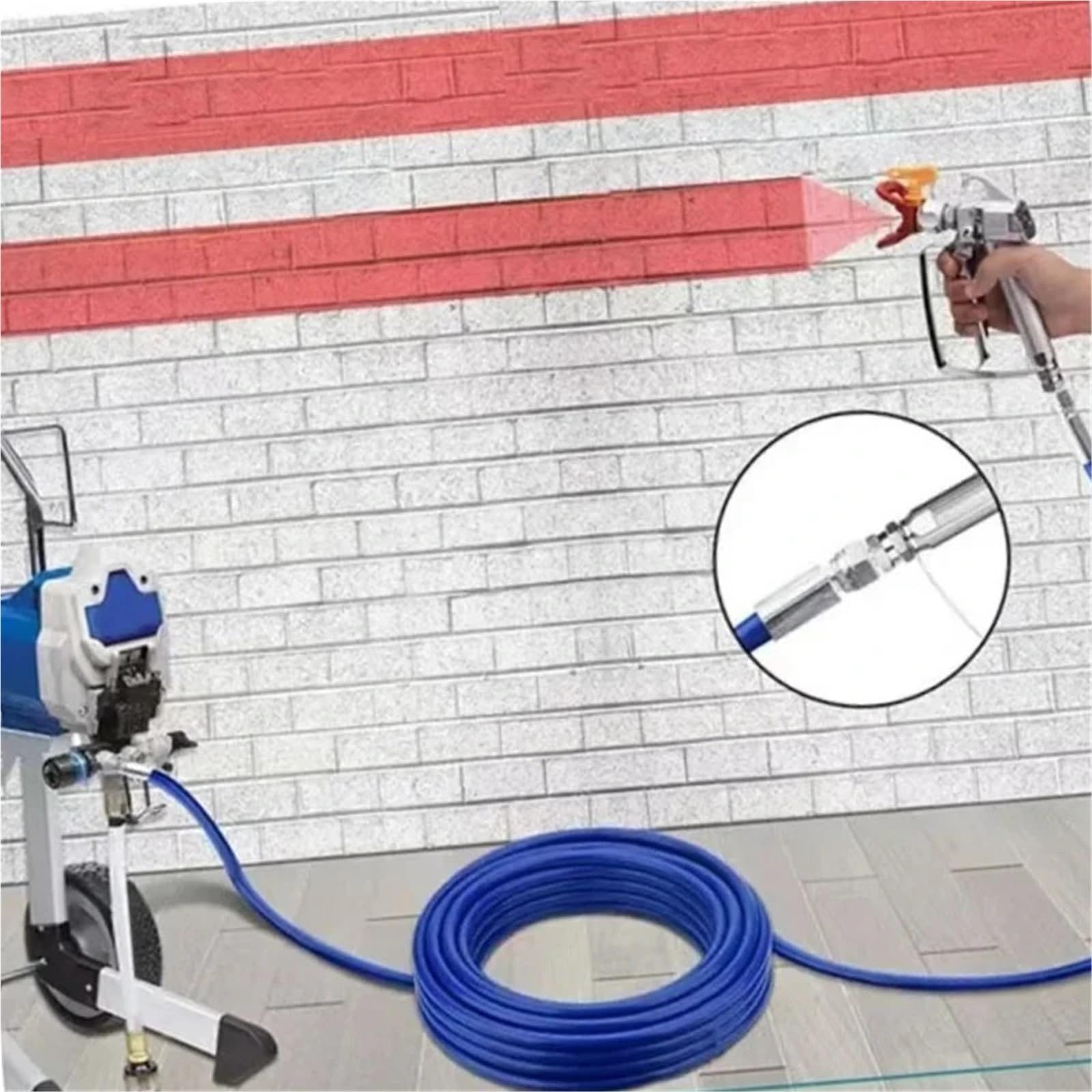 Manguera para Pistola de Pintura Airless Manguera de Alta presión 1/4'', 10 m, 13, 15 y 20 BSP, 3500 PSI, Repuesto for pulverizador sin Aire, Manguera for Pintura(8M)