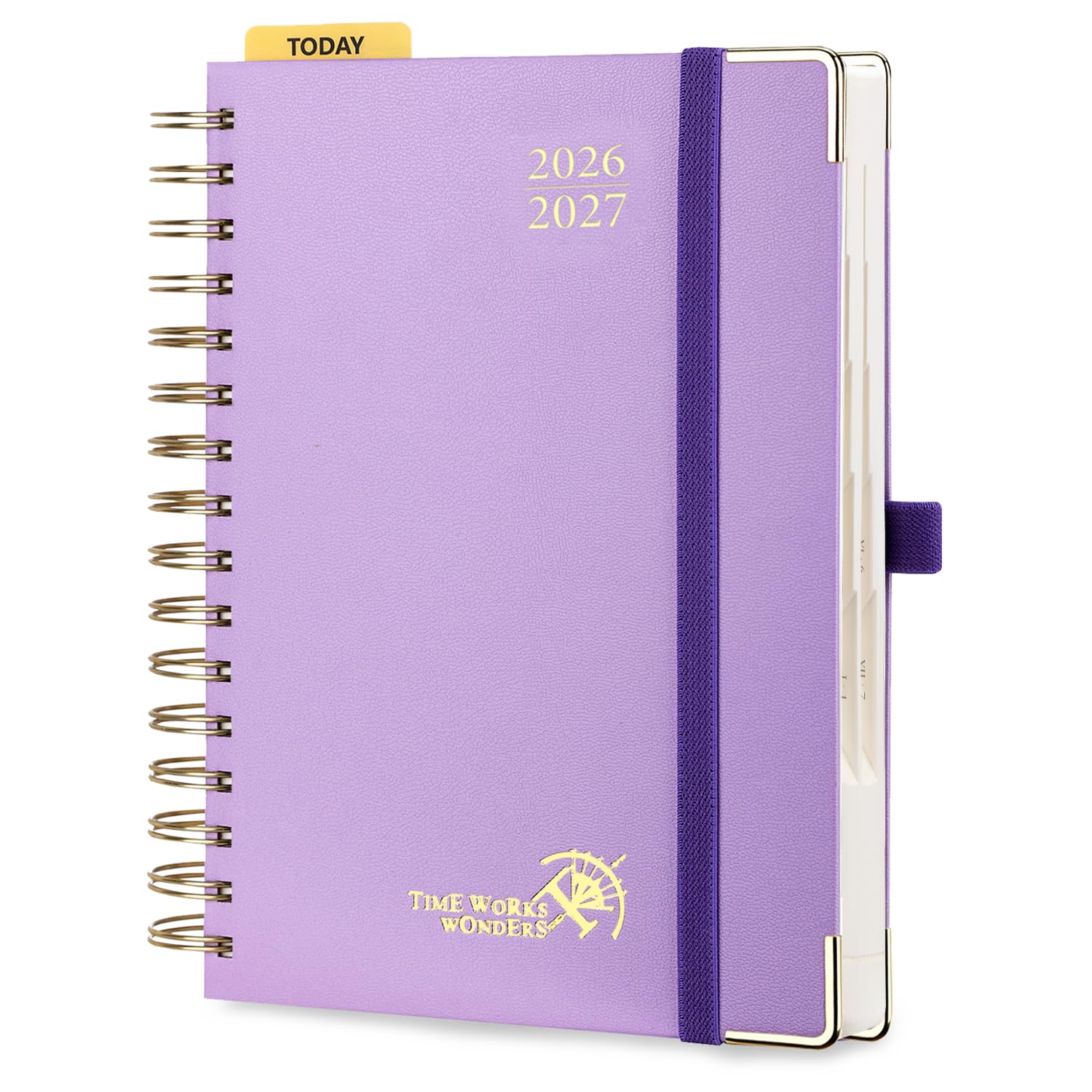 POPRUN Academic Diary 2026-2027 A5 Day to Page Spiral Hard Cover Mid Year Daily Diary (Aug'26 - Jul'27) A Day per Page with Monthly Tabs 26/27 Planner(Violet) — image 1
