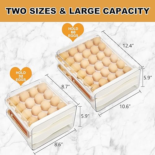 Miniatura 5 de SPACY MAYA Recipiente de huevos para refrigerador, organizador de huevos para refrigerador, soporte para huevos para refrigerador con escala de
