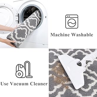 SHACOS Runner Rug for Hallway Grey 50x150cm, Hallway Runner, Hall Runners Non Slip Washable Hall Runner Absorbent Door Runner Mats Kitchen Carpet Runner Rugs for Entryway Hallway Laundry