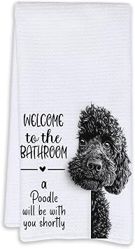 Funny Poodle Bathroom Hand Towels, Black Poodle Gifts,Dog Lovers Gifts Decorative,Poodle Decor,Hand Towels for Kids Guest Bathroom Washroom Half Bath, 16x24 Inch