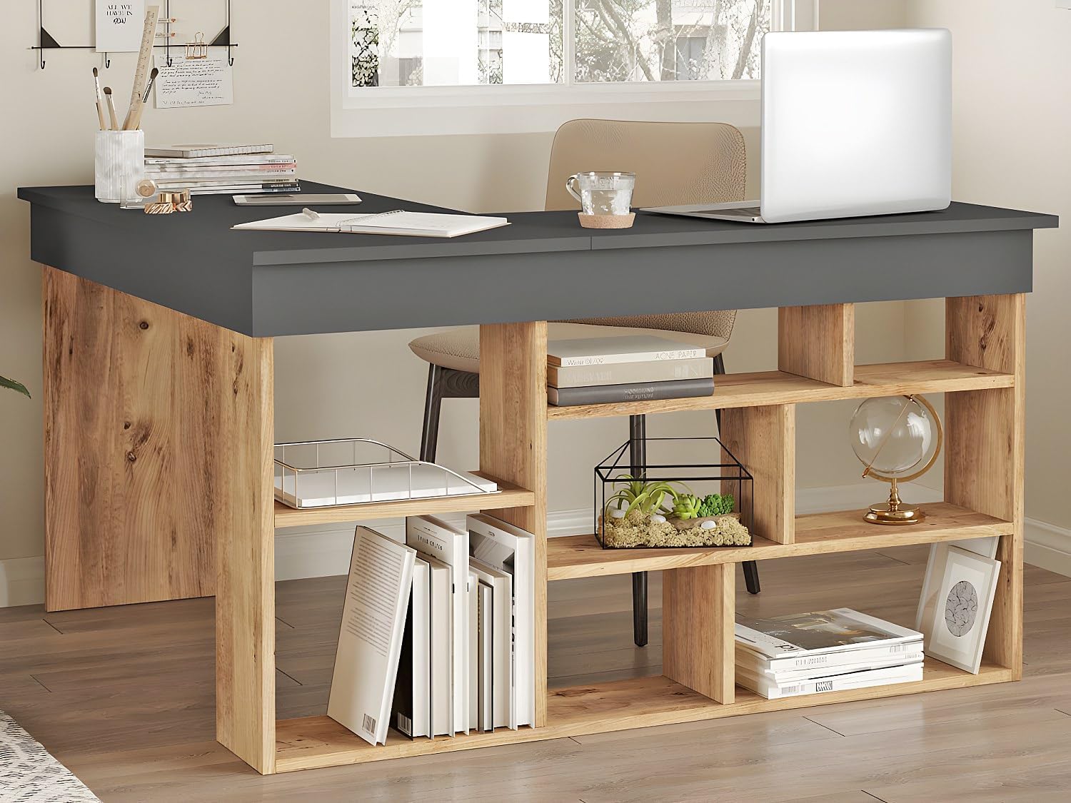 LILEUL Corner Desk with integrated shelves
