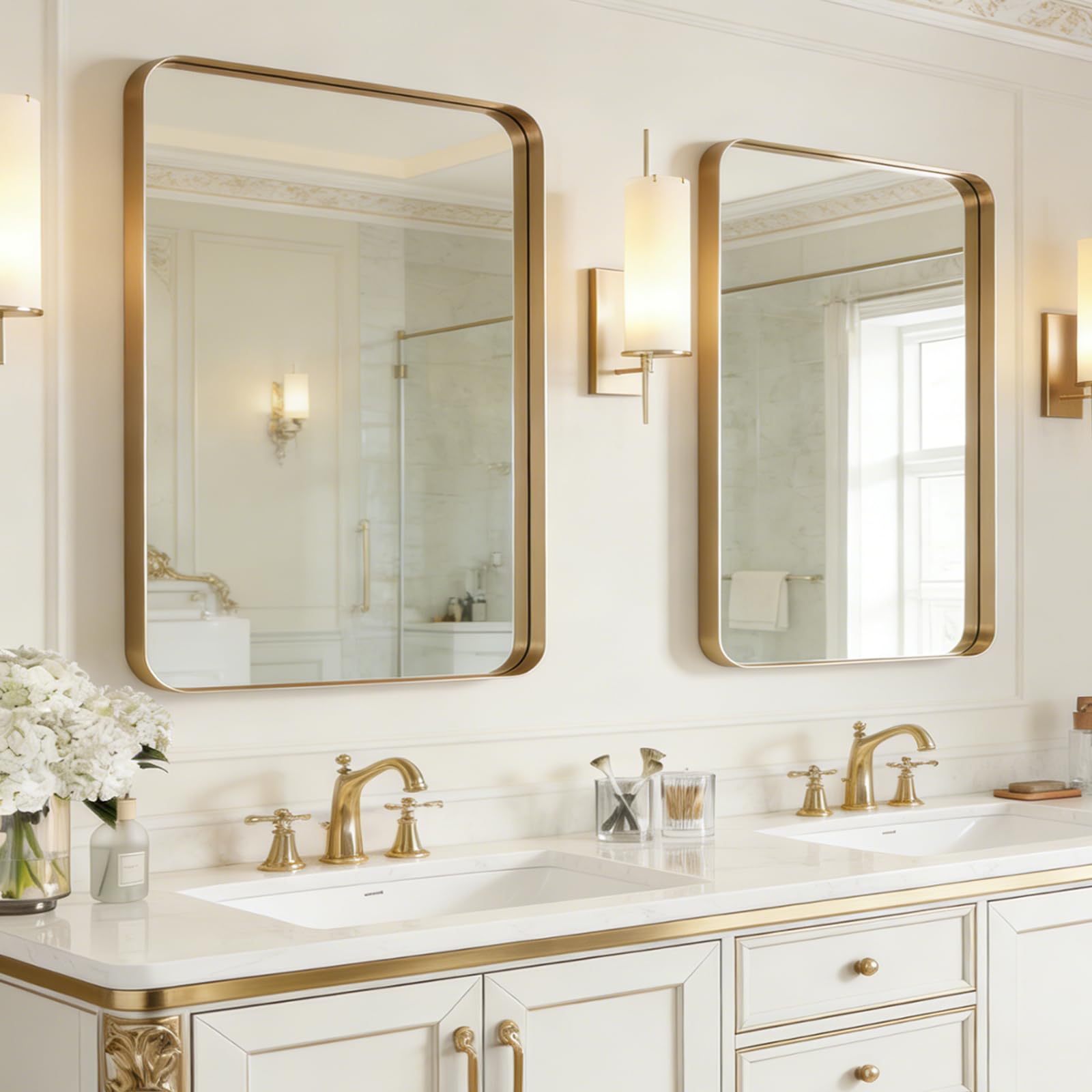 USHOWER Gold Bathroom Mirrors 22x30 2 Pack