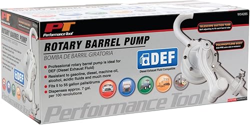 Miniatura 9 de Performance Tool W54285 DEF (líquido de escape diesel) Bomba de barril rotativa para tambores de 55 galones