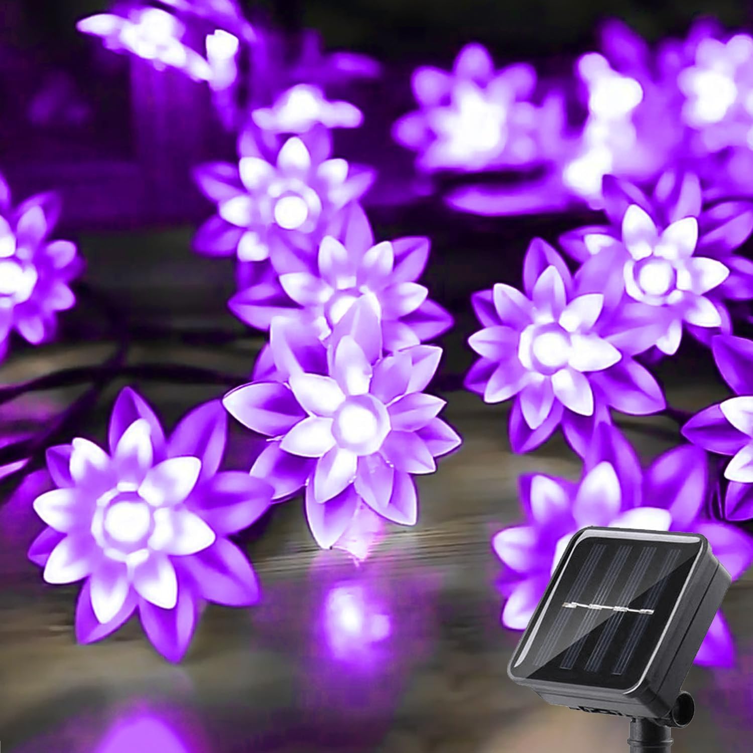 HHUYAMM Solar String Lights, 20 LED, 16.4FT, 8 Lighting Modes, for Garden Fence and Courtyard Decoration