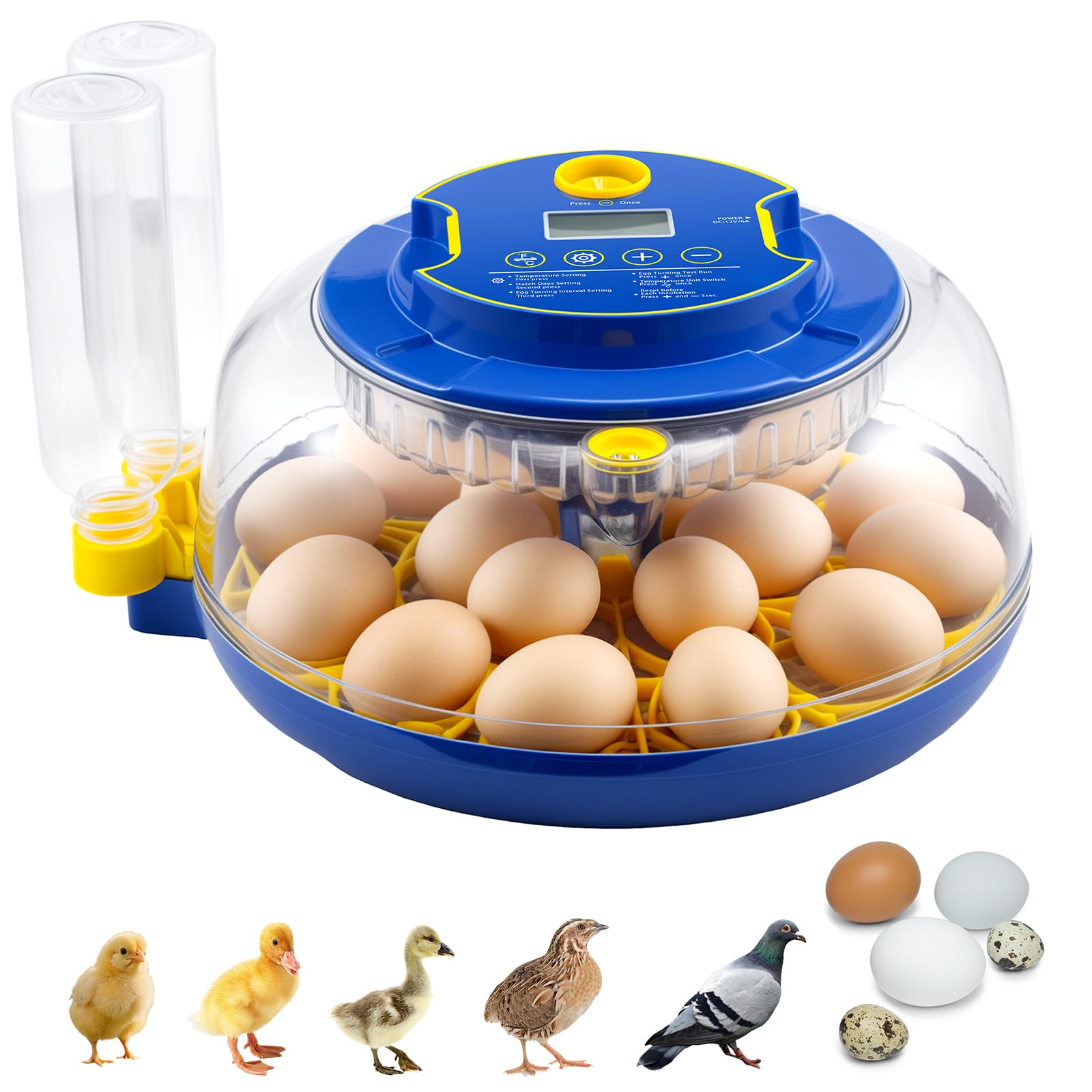 Photo 1 of 18 Egg Incubator Automatic Egg Turner Temperature & Humidity Control, Incubators for Hatching Eggs, Chicken, Ducks, Goose, Pigeon, Quail, Parrot Incubator Farm,Lab,Science Classroom,Home (Blue-18 Egg)