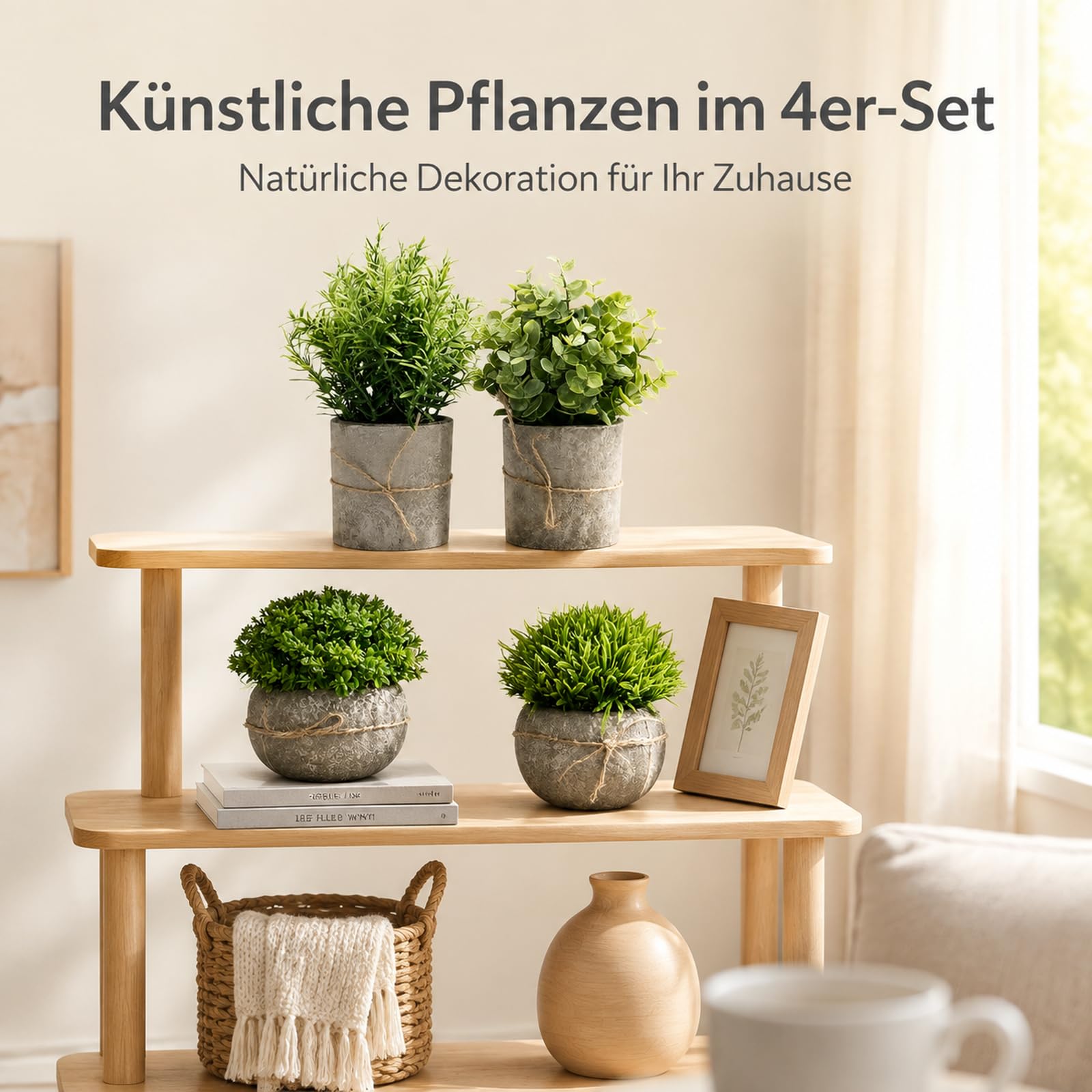 4er Set Mini Künstliche Pflanzen im Topf