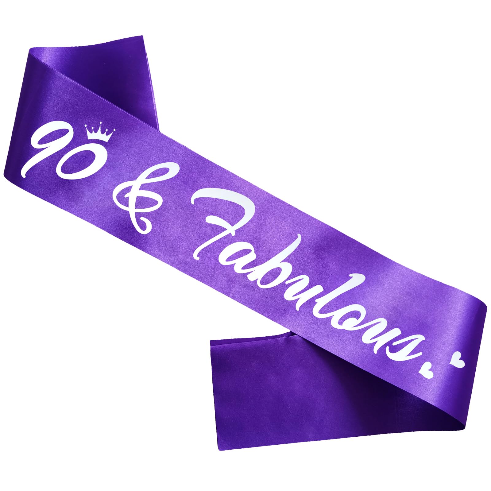 HUBEISIYU 90 & Fabulous Birthday Sash, 90th Birthday Gifts idea for women, Funny 90th Birthday Party Suppiles, Purple+ Silver(90 & Fabulous)