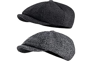 2-Pack Peaky Herringbone Baker Boy Caps for Men and Women