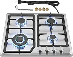 Fogão a gás 4 queimadores de 61 cm, fogão a gás propano fogão a gás 4 queimadores para trailers, motorhomes, fogão a gás conversível NG GLP