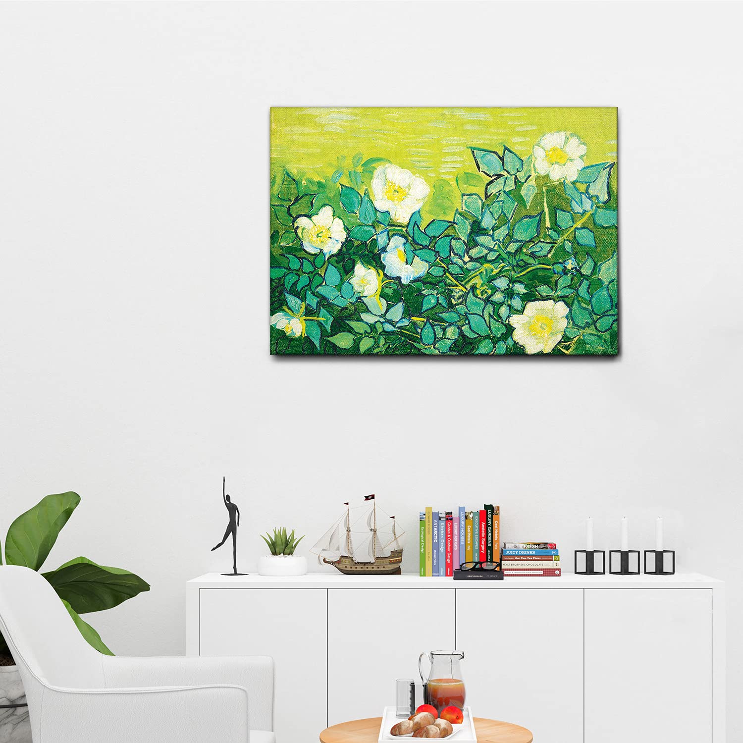 Giallobus - Quadro - Vincent Van Gogh - Rose selvatiche - Tela Canvas Telaio Standard - 100x70 - Pronto da appendere - Quadri moderni per la casa