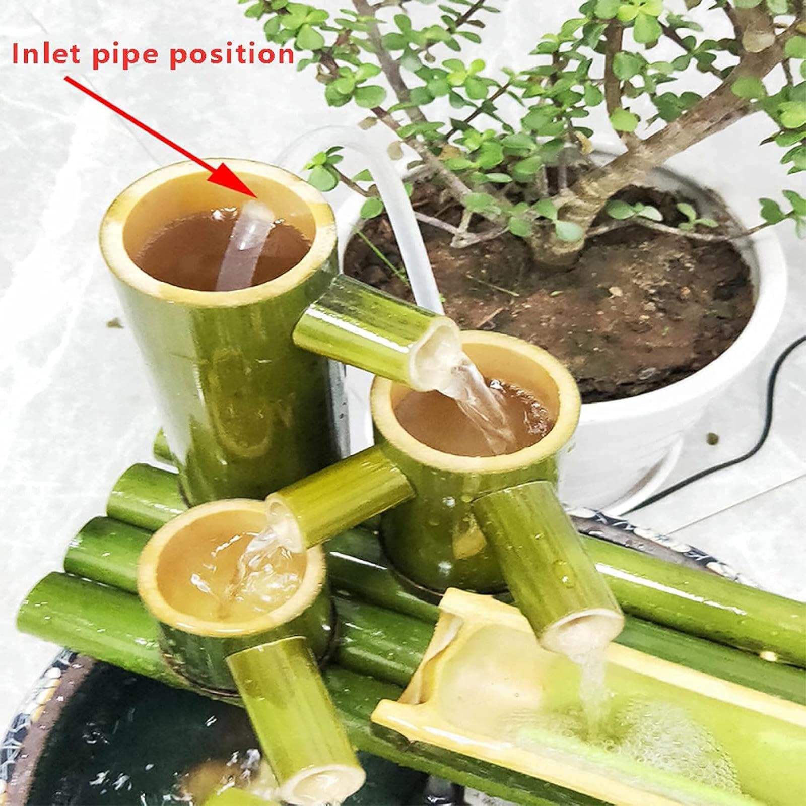 Kit Fontana in bambù, Fontana Solare con Pompa, Fontana a Flusso Continuo per Giardino Zen, Decorazione paesaggistica in bambù Naturale, Ornamento con Filtro per Acquario, per Patio, laghetto