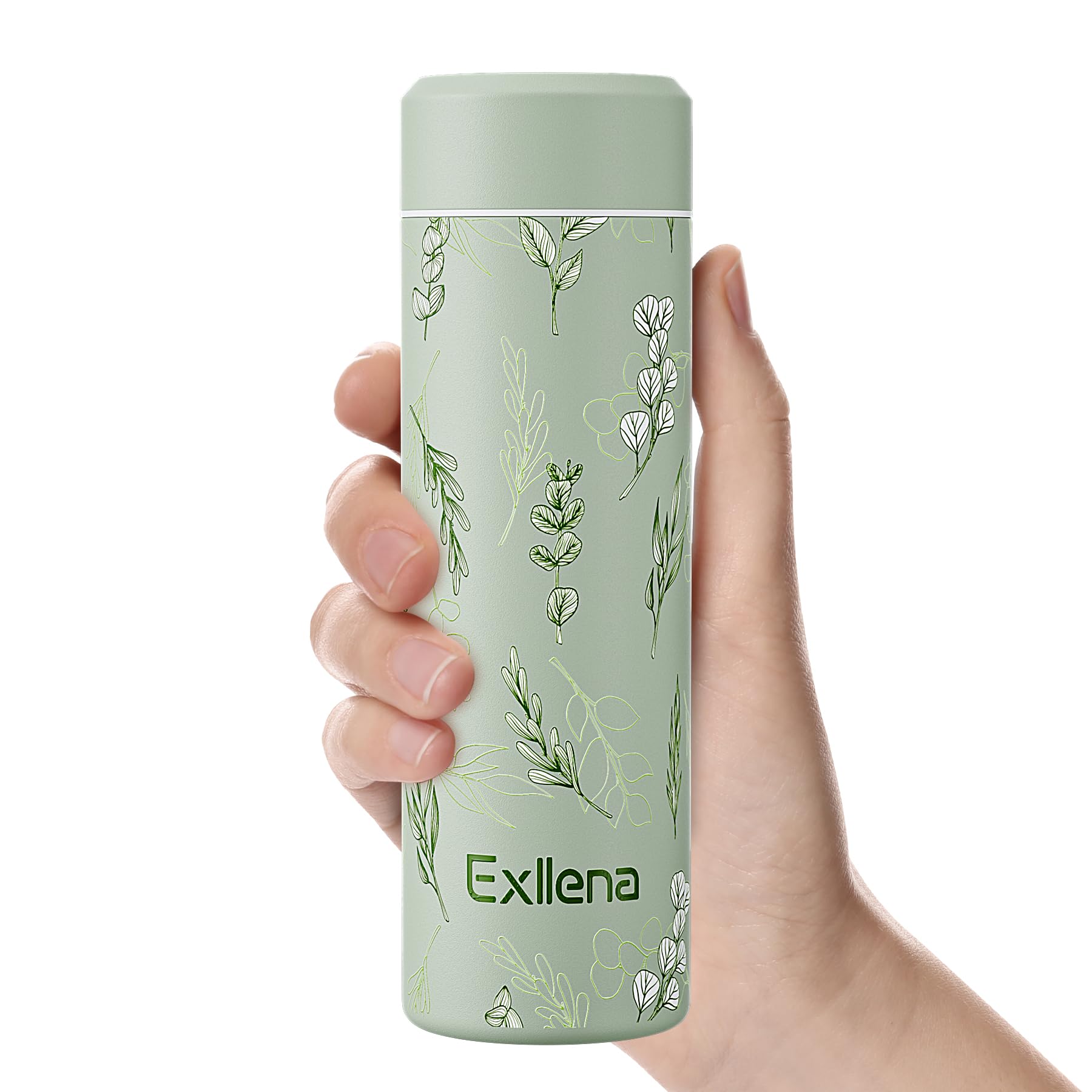 【Upgraded】 Exllena Small Water Bottle for Handbag – 350ml Mini Flask for Hot & Cold Drinks, Perfect Small Insulated Water Bottle for Travel, Milk, Coffee...(Floral) — image 1