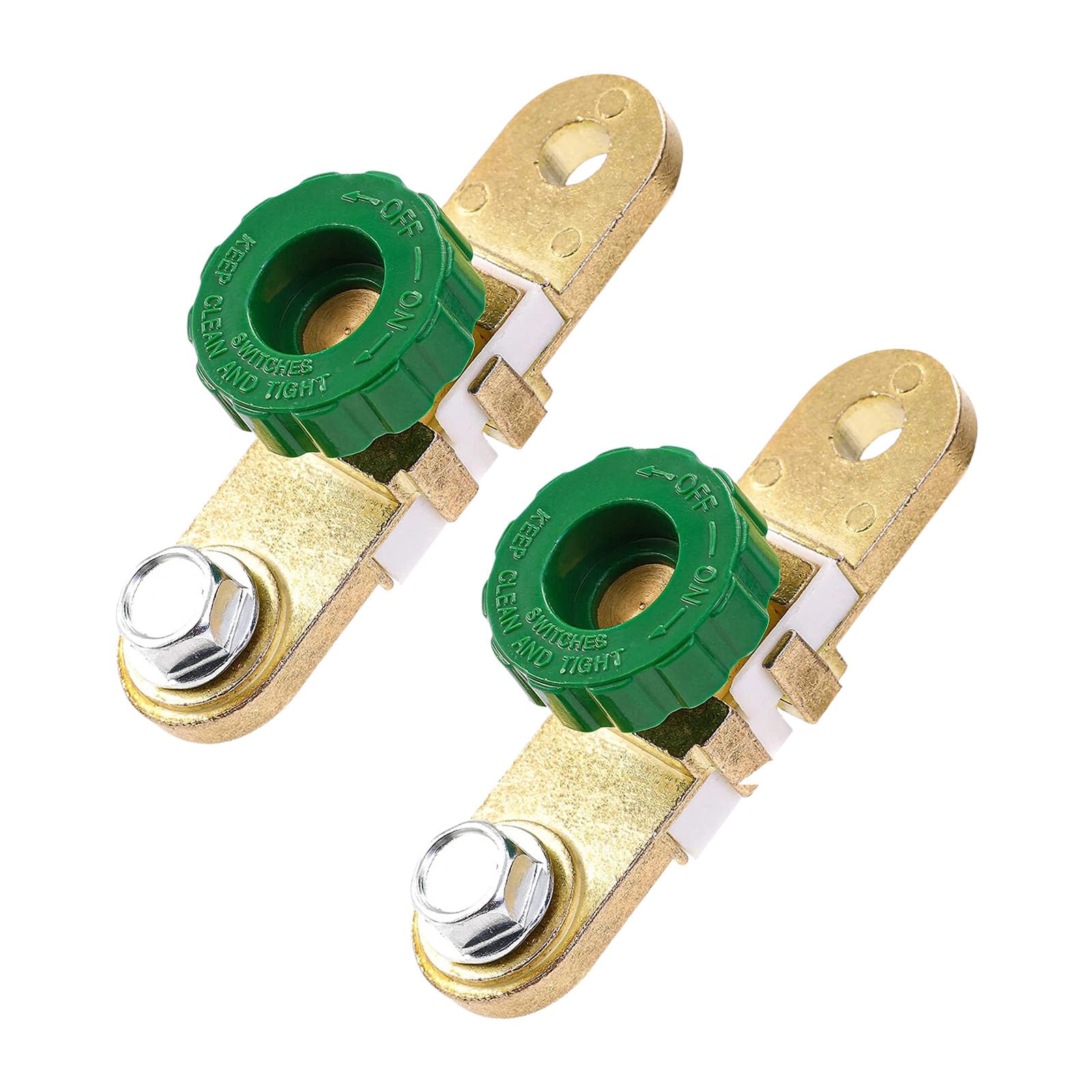 BWANGIAO 2pieces Alloy Copper Plated Battery Disconnect Switches Cut Off Switches For Most Car With Green Knob
